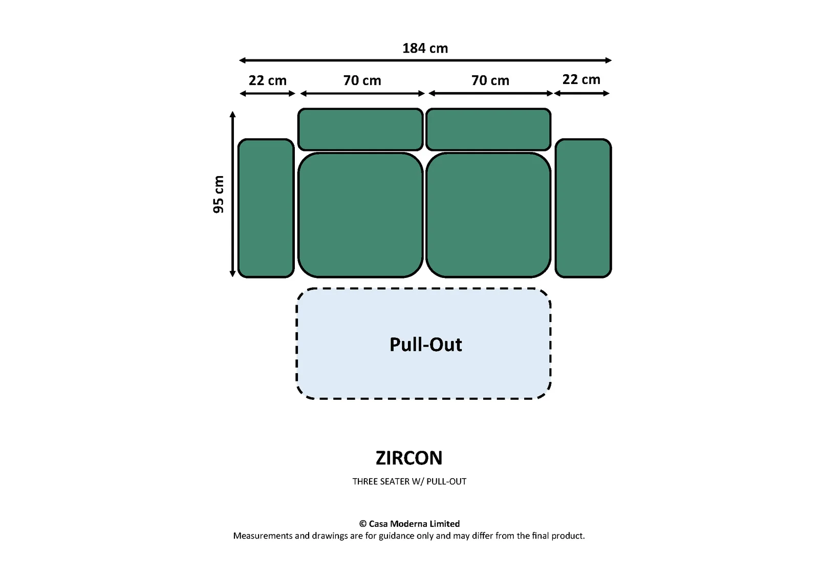 Three Seater with Pull-Out Bed