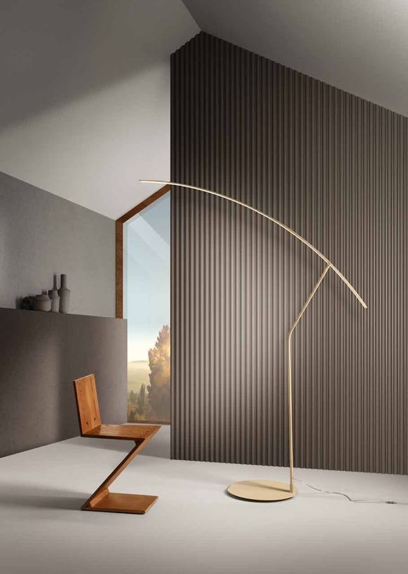 Robin gold floor lamp in a gabled room
