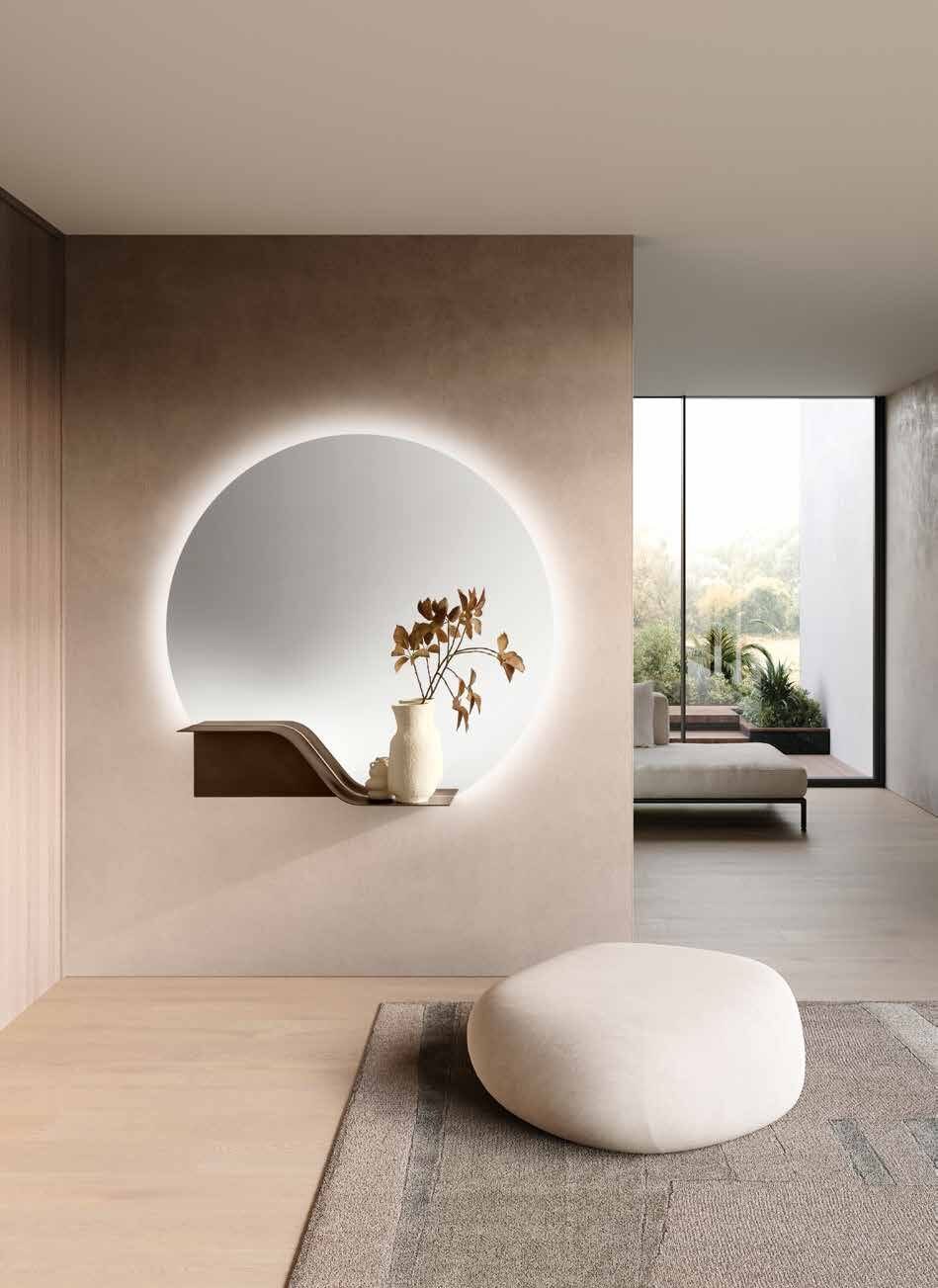 Como backlit mirror glowing in an entrance