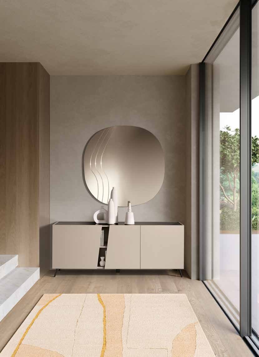 Monet sideboard in dove grey with a bronze mirrored top