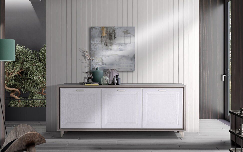 Freestanding sideboard with a framed picture above it